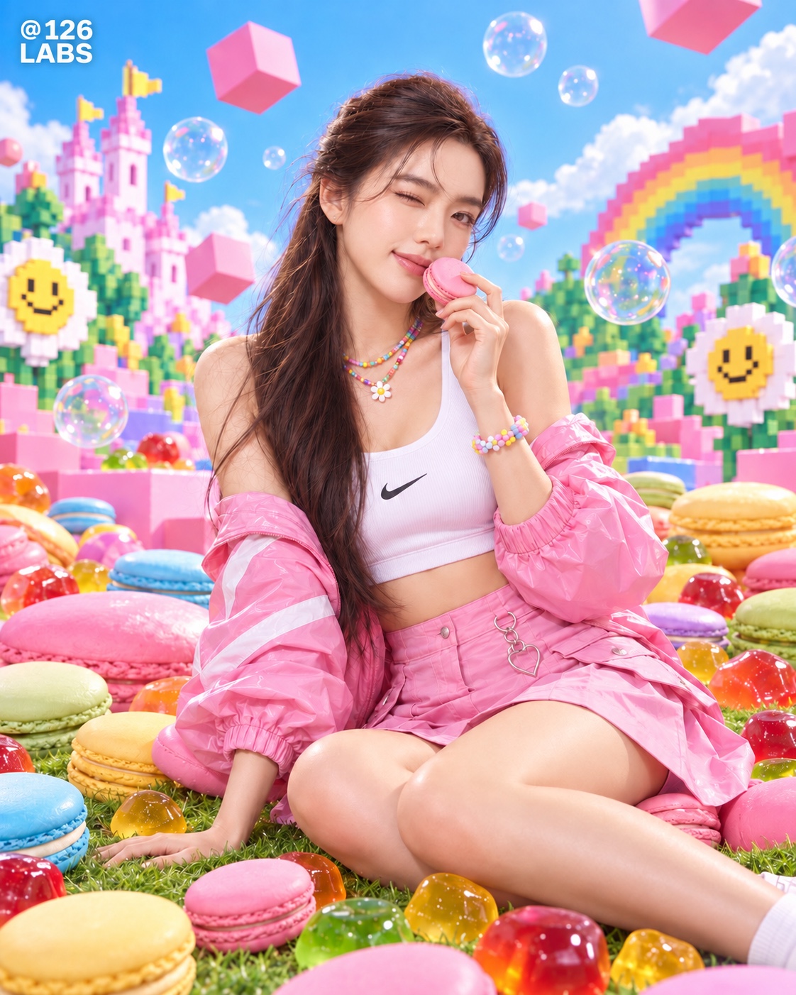 Nike Pixel World — AI Sportswear Campaign Concept — Pixel World / fashion hero frame
