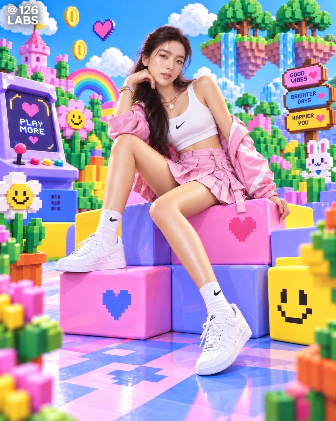 Nike Pixel World — AI Sportswear Campaign Concept — Pixel World / commercial campaign frame